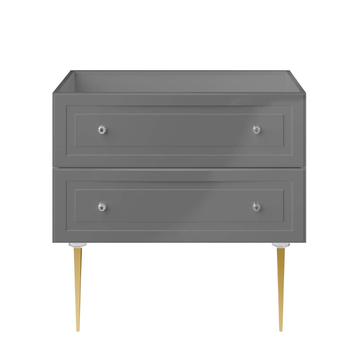 Soho Studio Alma Gray 36" Single Vanity with Gold Legs & Knobs without Top Gray