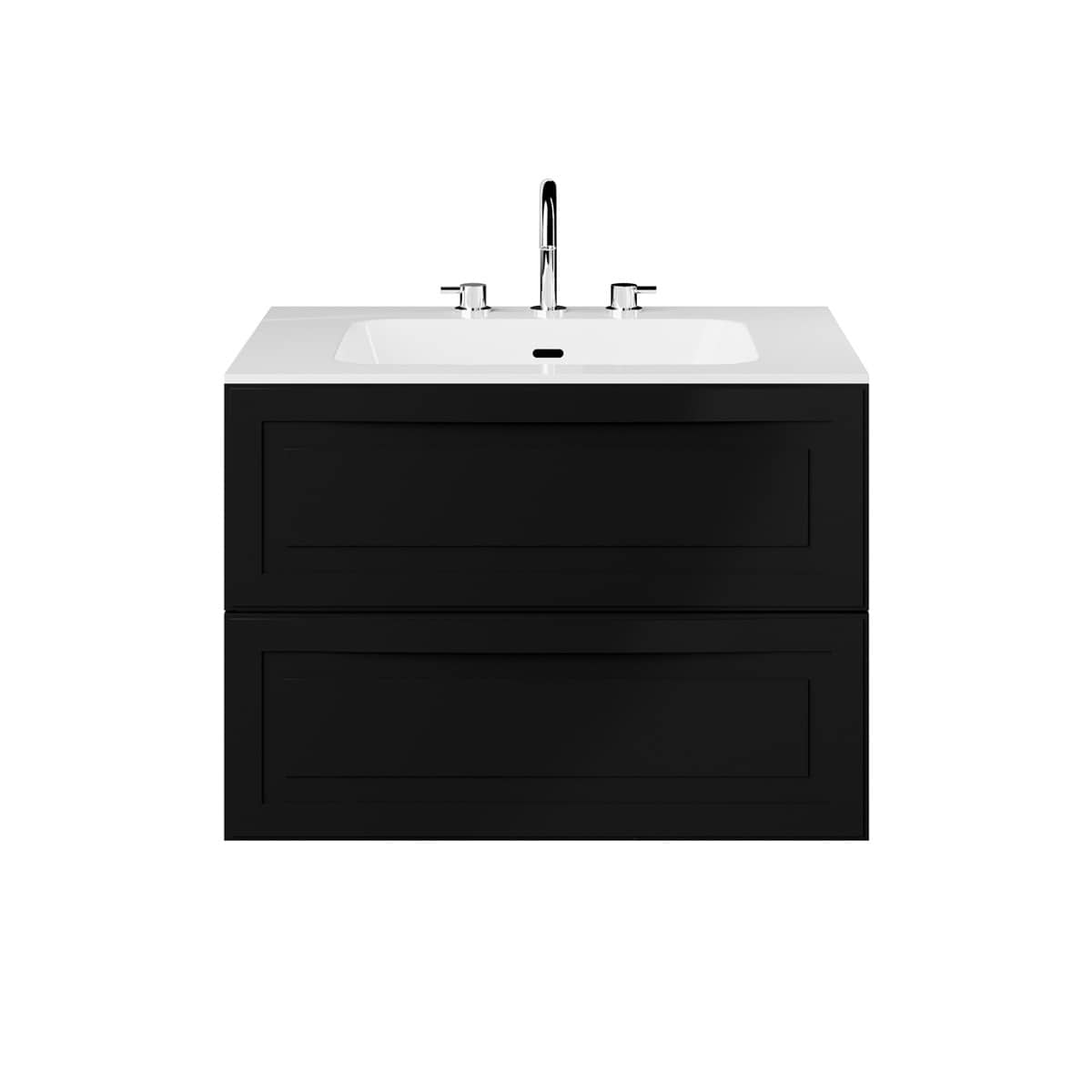 Soho Studio Alma Black 30" Single Vanity with Integrated White Solid Surface Top Black
