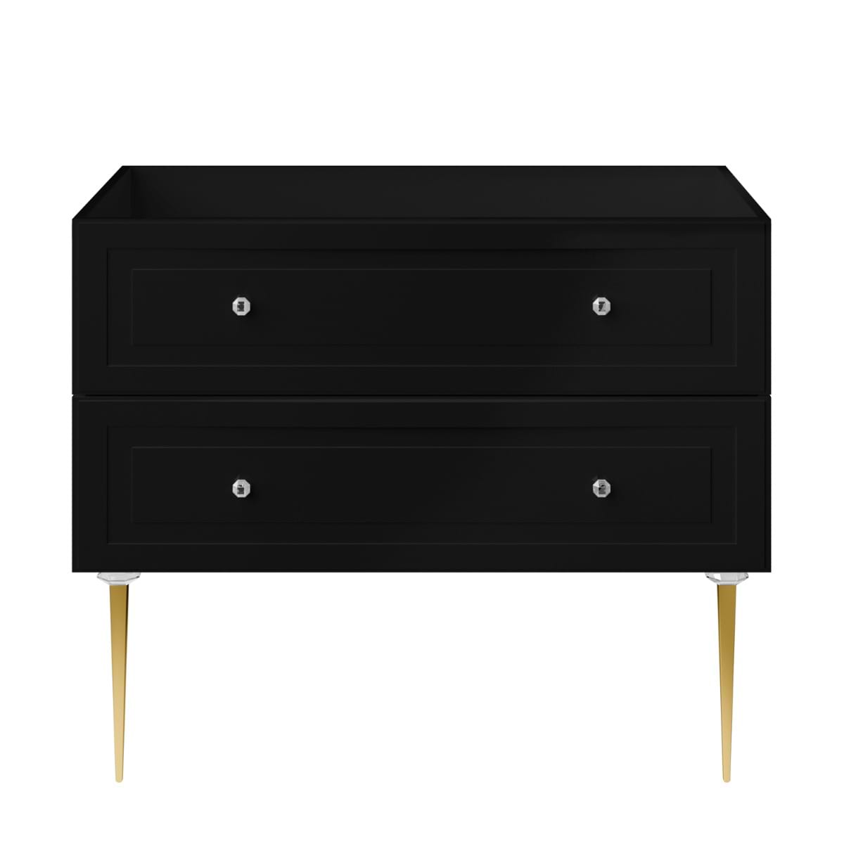 Soho Studio Alma Black 42" Single Vanity with Gold Legs & Knobs without Top Black