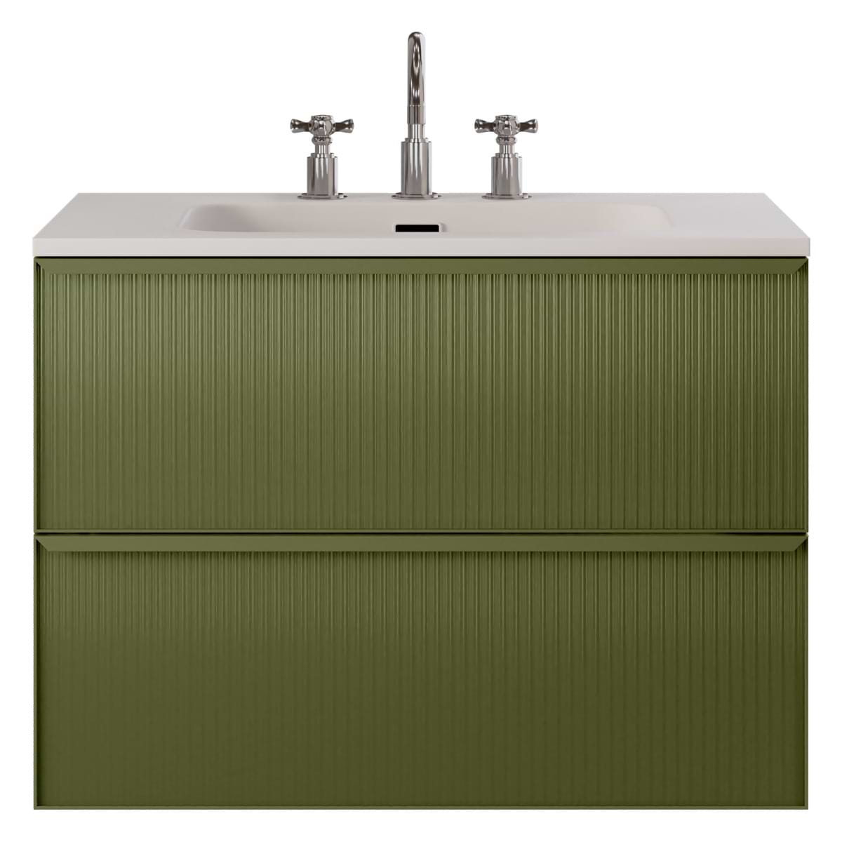 Soho Studio Astor Olive 30" Single Vanity with Integrated White Solid SurfaceTop Olive