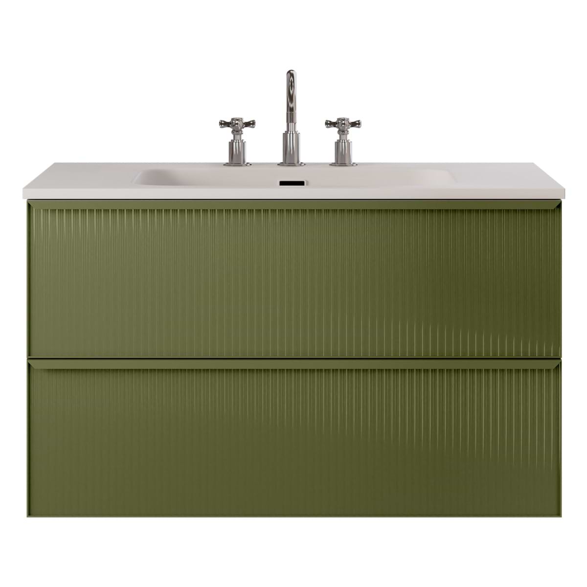 Soho Studio Astor Olive 36" Single Vanity with Integrated White Solid SurfaceTop Olive