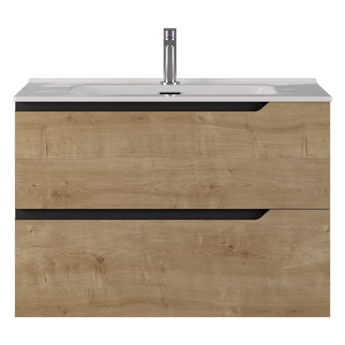 Soho Studio Duo Blonde Wood 32" Single Vanity with Integrated White Ceramic Top Blonde Wood