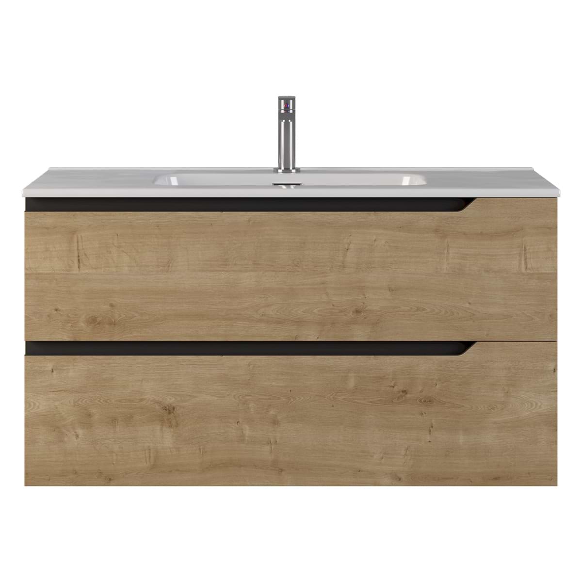 Soho Studio Duo Blonde Wood 40" Single Vanity with Integrated White Ceramic Top Blonde Wood