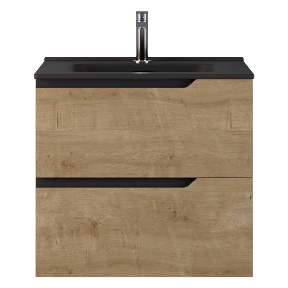 Soho Studio Duo Blonde Wood 24" Single Vanity with Integrated Black Ceramic Top Blonde Wood