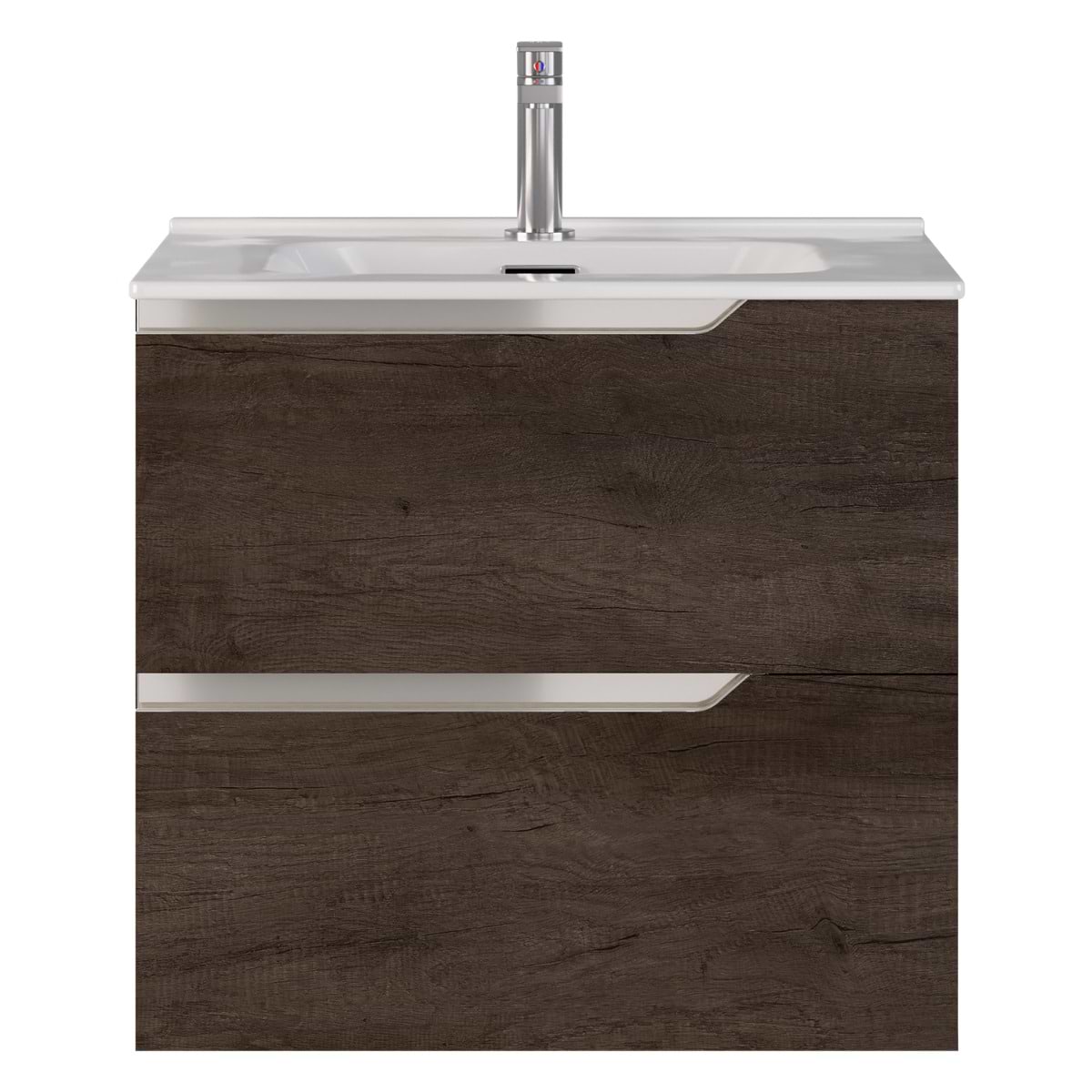Soho Studio Duo Weathered Oak 24" Single Vanity with Integrated White Ceramic Top Weathered Oak