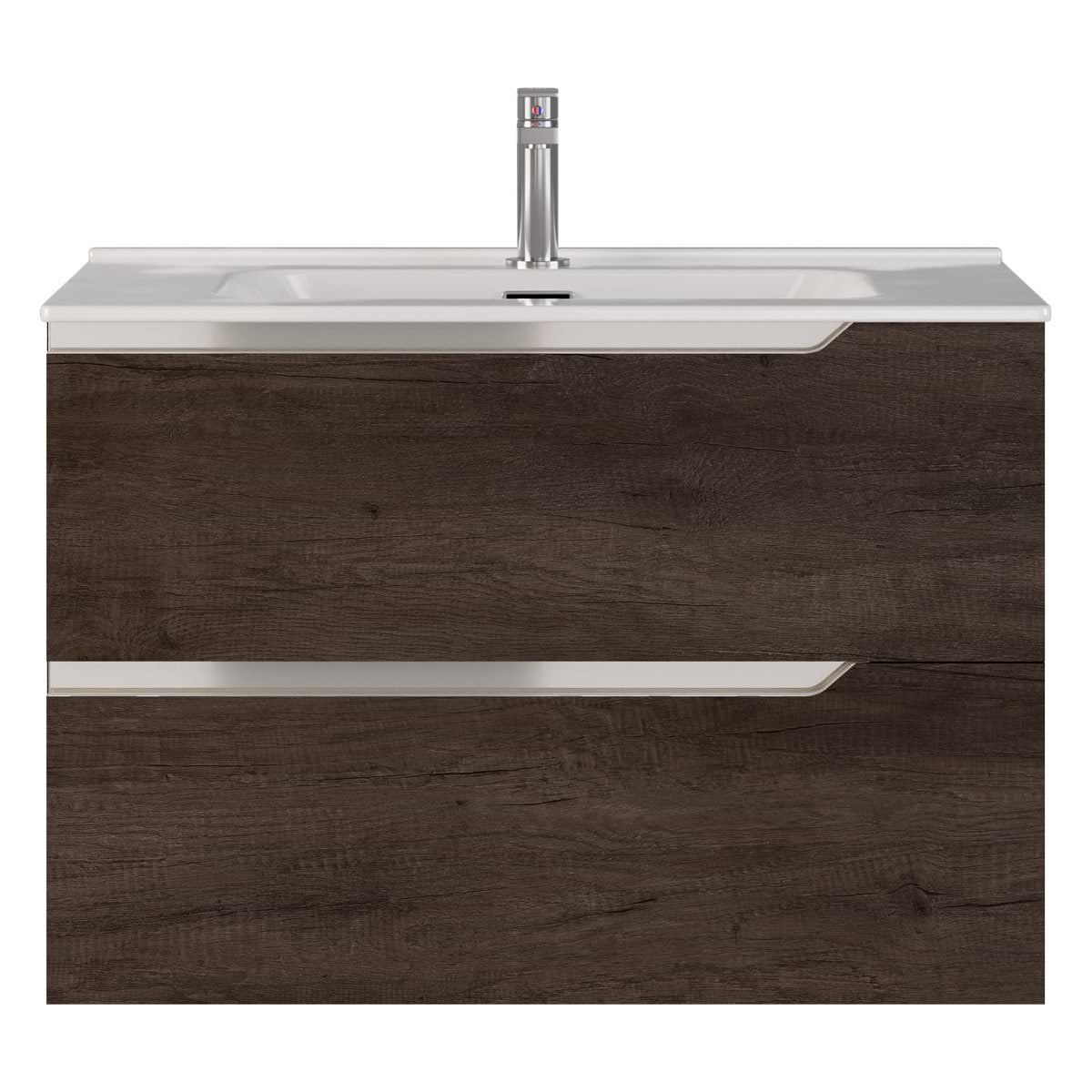 Soho Studio Duo Weathered Oak 32" Single Vanity with Integrated White Ceramic Top Weathered Oak