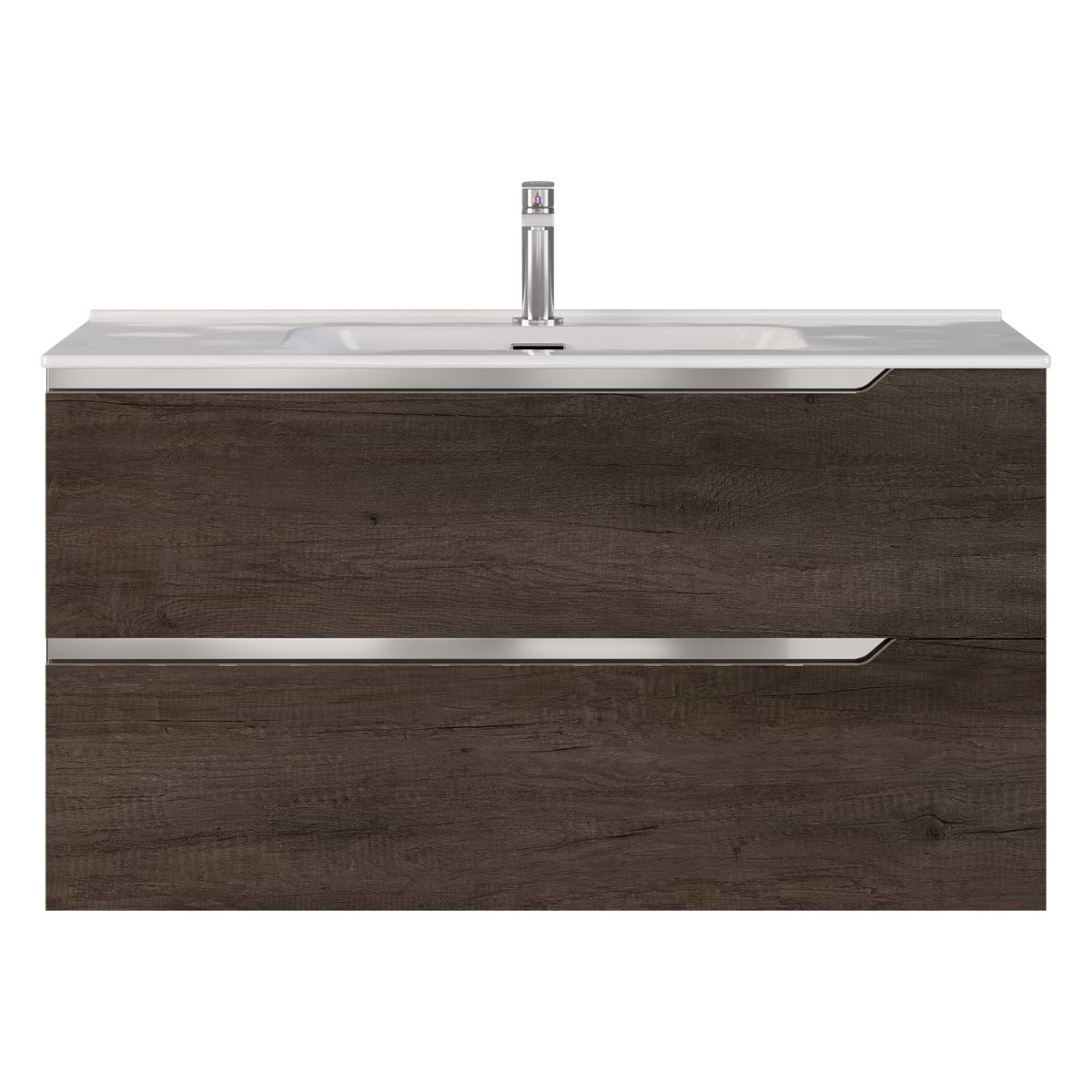Soho Studio Duo Weathered Oak 40" Single Vanity with Integrated White Ceramic Top Weathered Oak