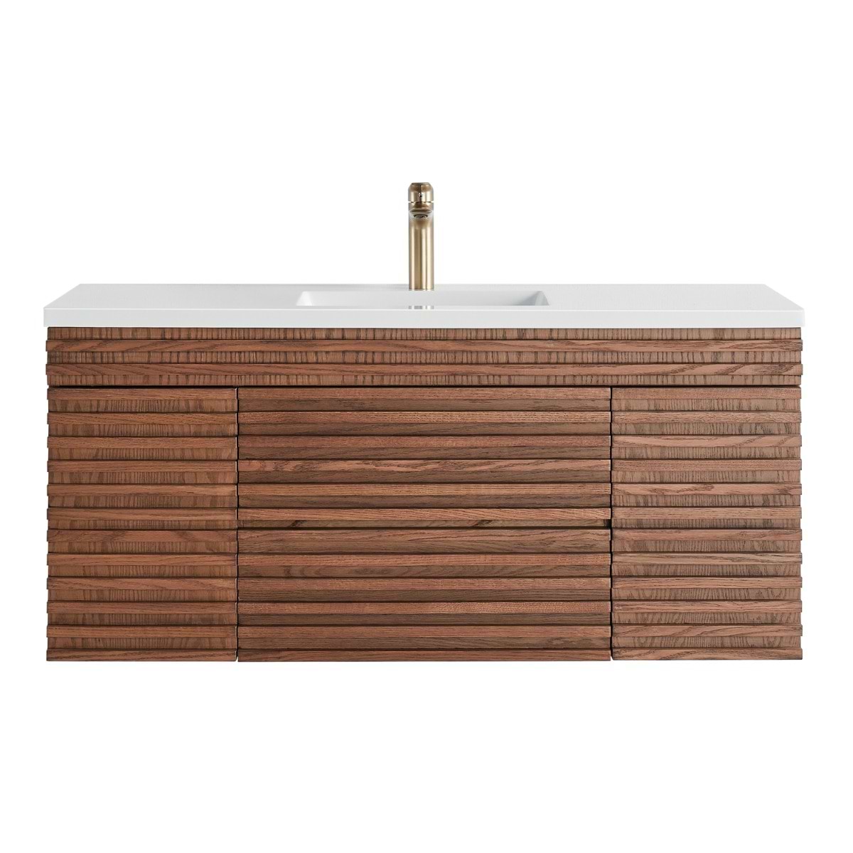 Soho Studio Gibson Dark Wood 48" Single Vanity with Integrated White Acrylic Top Dark Wood