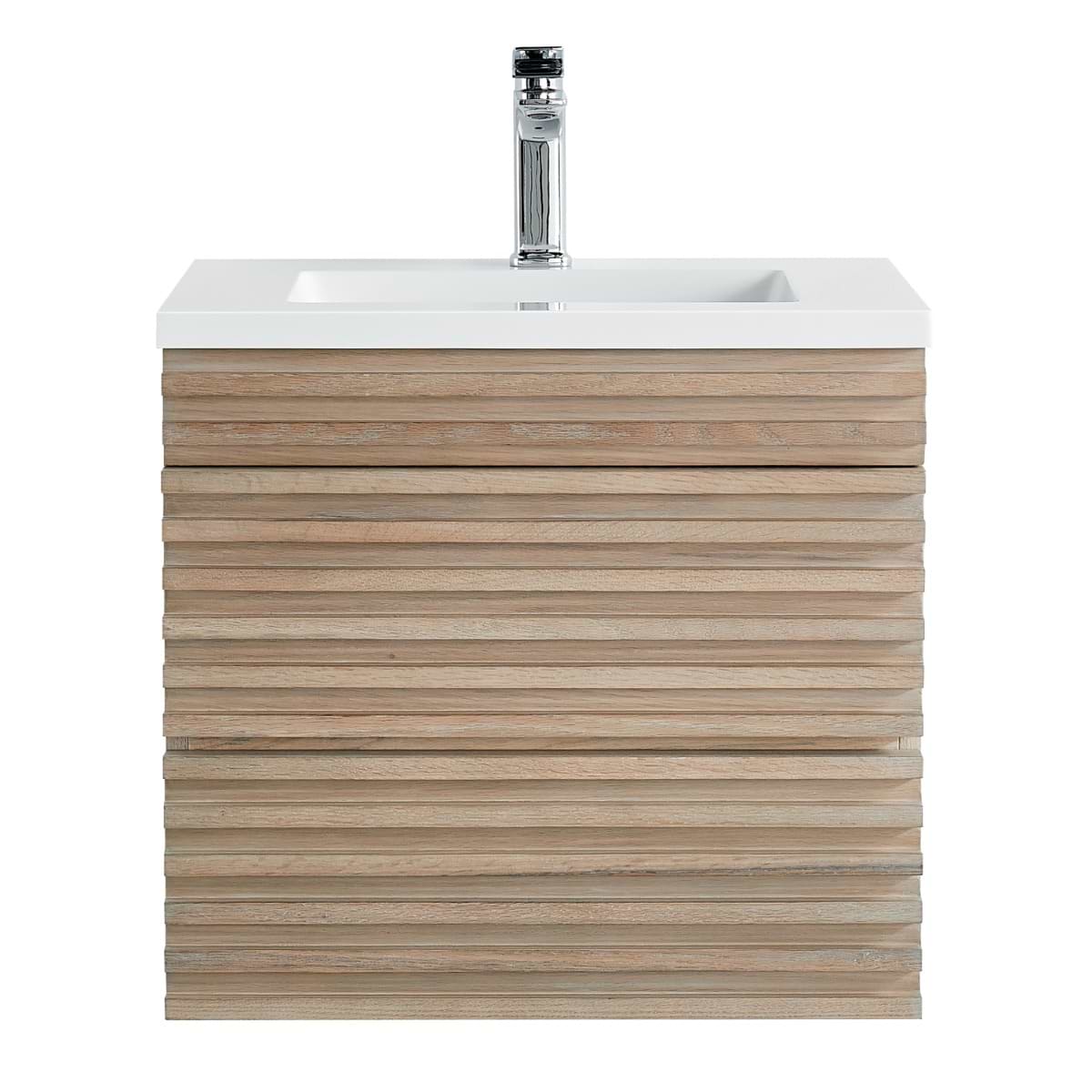 Soho Studio Gibson Light Wood 24" Single Vanity with Integrated White Acrylic Top Light Wood