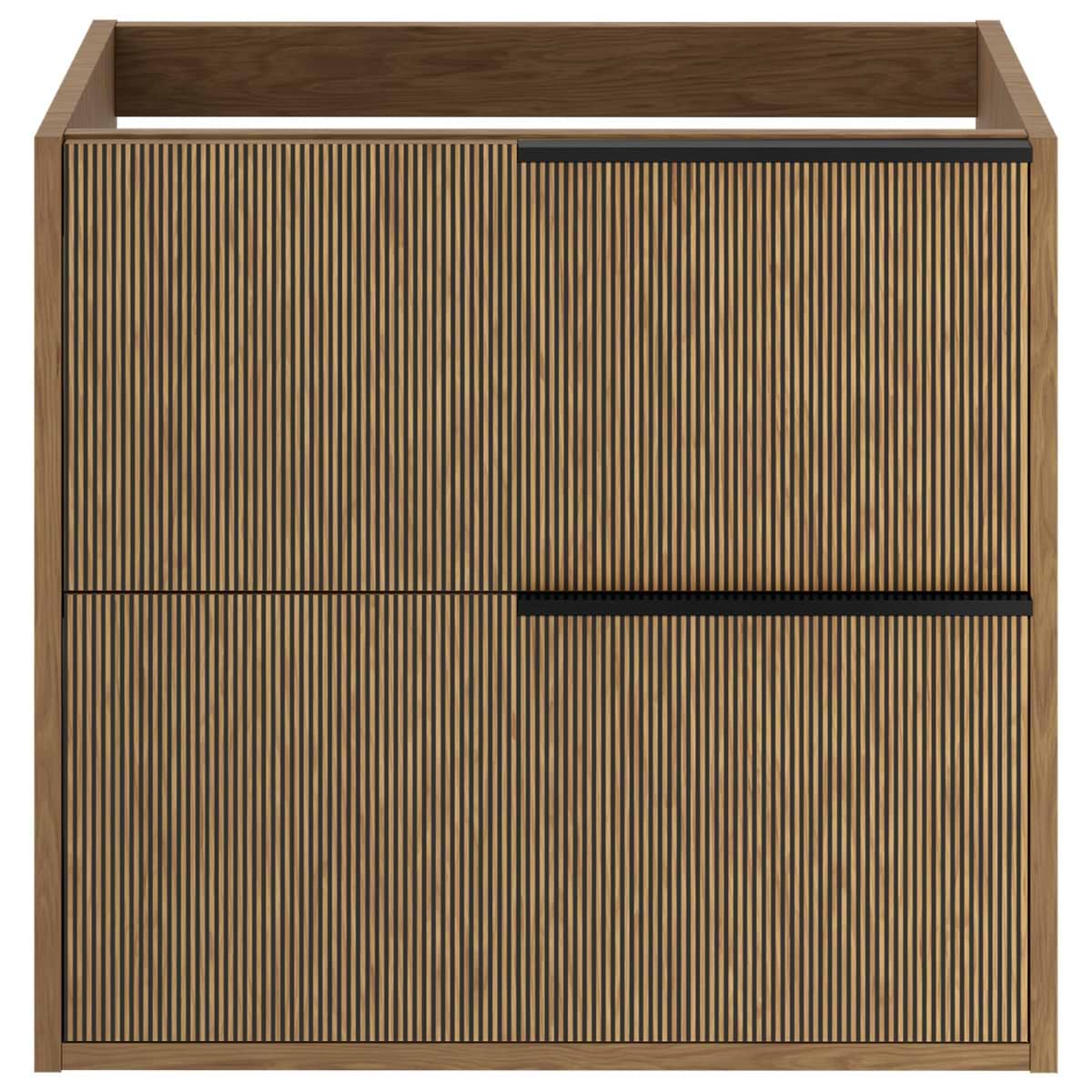 Soho Studio Kora Art Faux Fluted 24" Single Vanity with Black Handles without Top Black