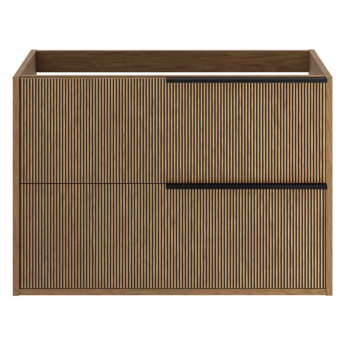 Soho Studio Kora Art Faux Fluted 32" Single Vanity with Black Handles without Top Black