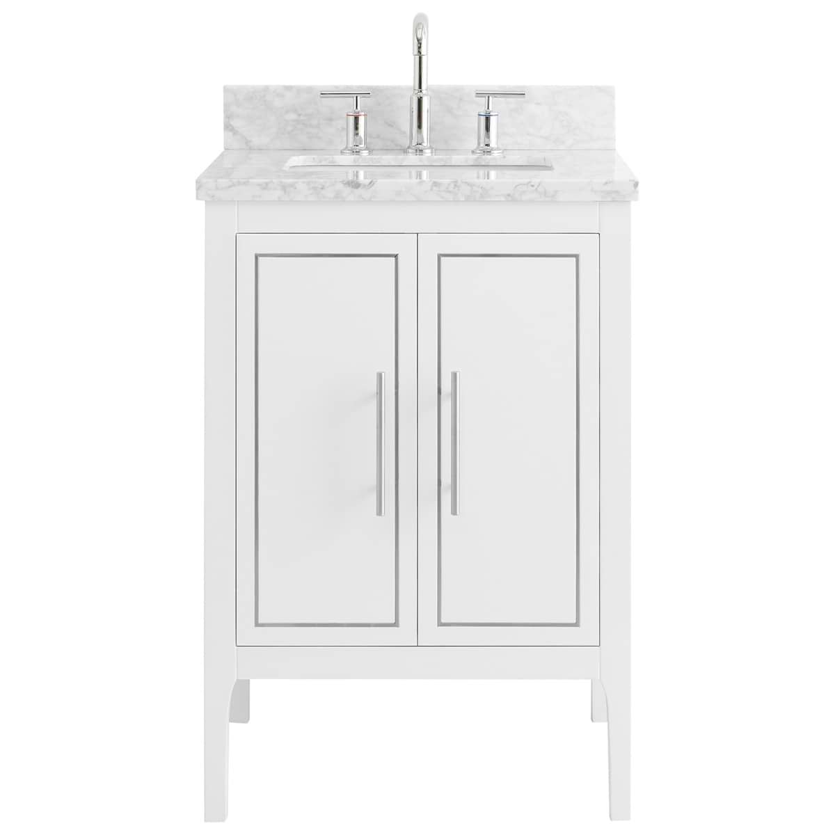 Soho Studio Province White and Silver 24" Single Vanity with Carrara Marble Top White and Silver