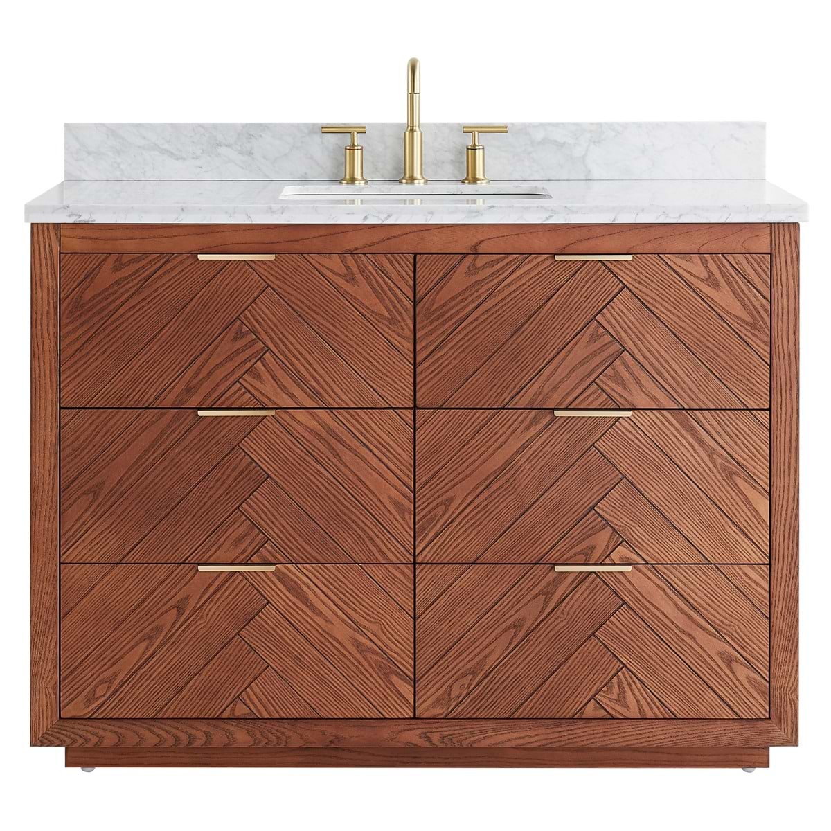 Soho Studio Marilyn Woodgrain 48" Single Vanity with Carrara Marble Top Woodgrain