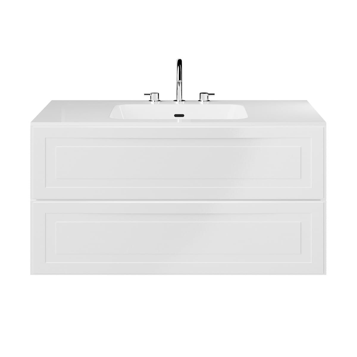 Soho Studio Alma White 42" Single Vanity with Integrated White Solid Surface Top White