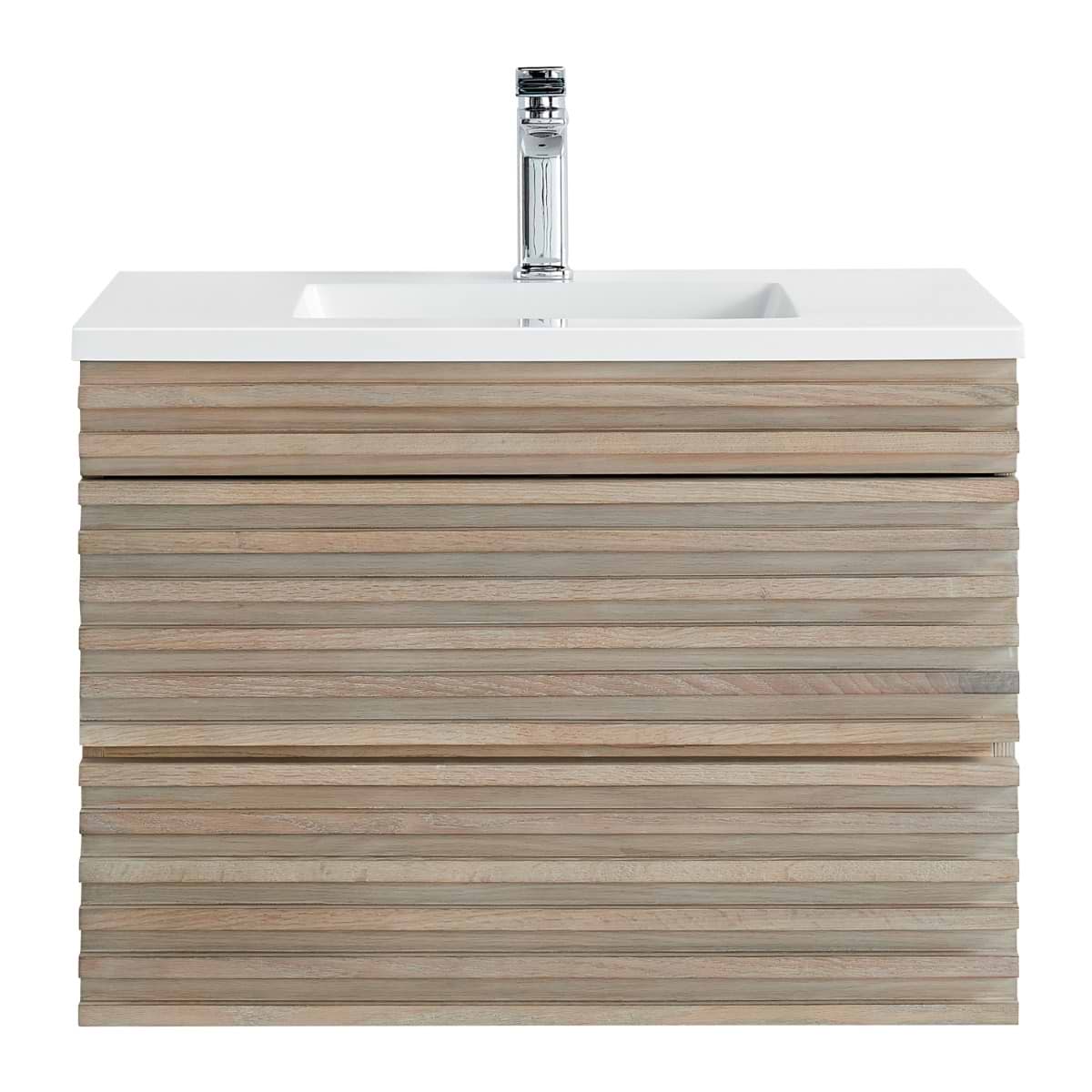 Soho Studio Gibson Light Wood 30" Single Vanity with Integrated White Acrylic Top Light Wood