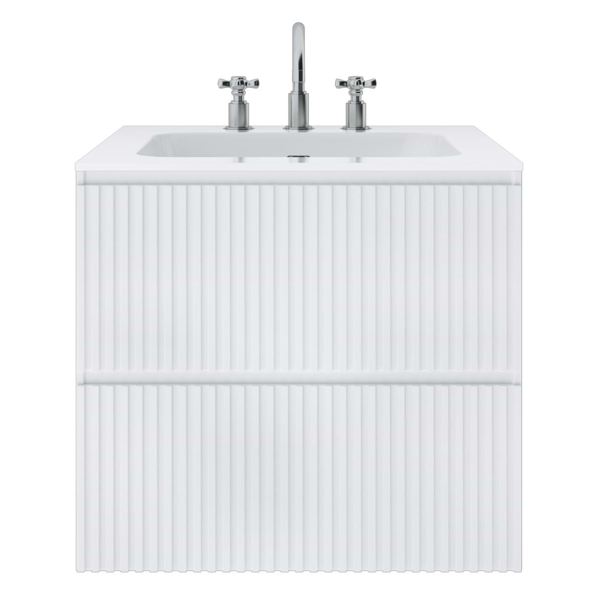 Soho Studio Linear White 24" Single Vanity with Integrated White Solid Surface Top White