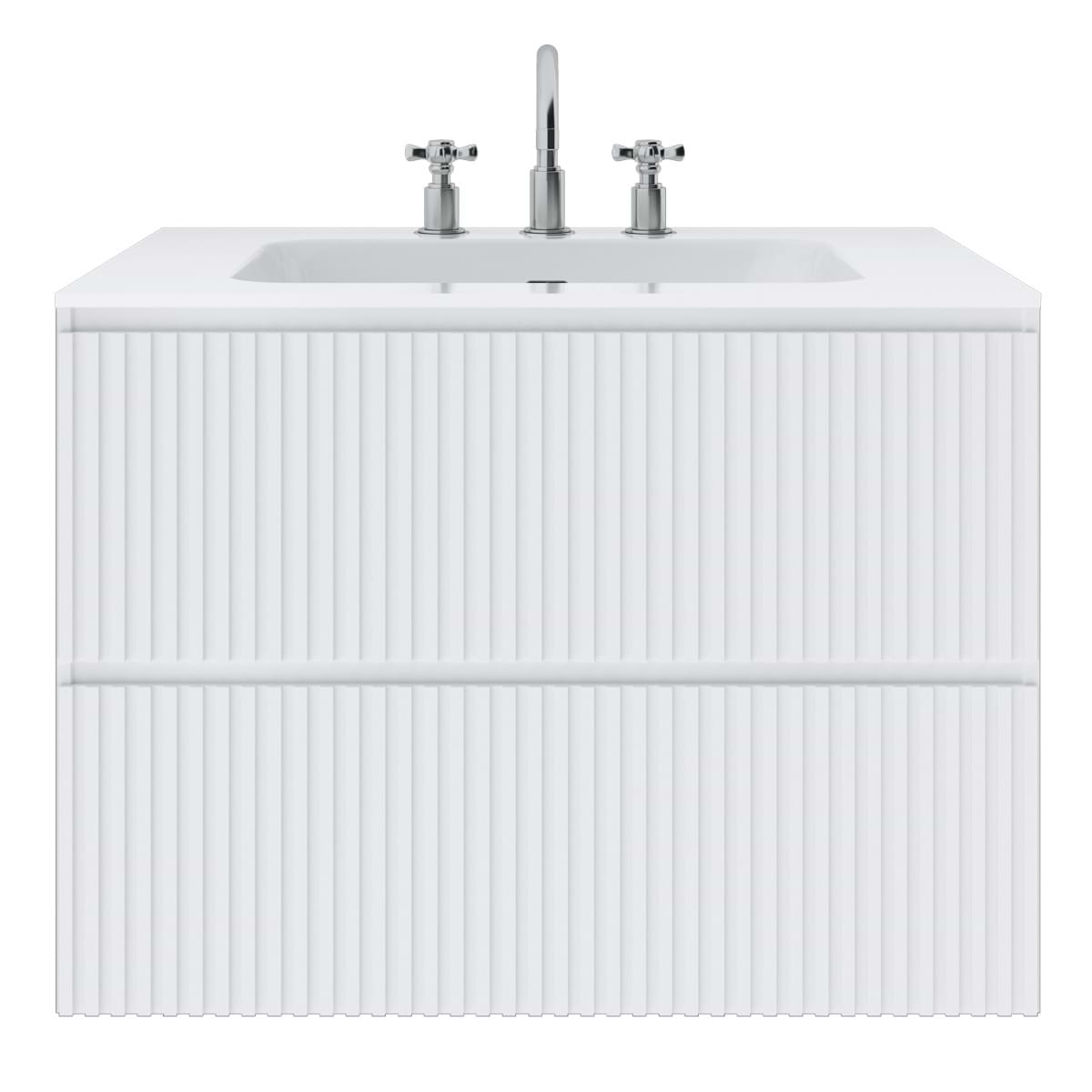 Soho Studio Linear White 30" Single Vanity with Integrated White Solid Surface Top White