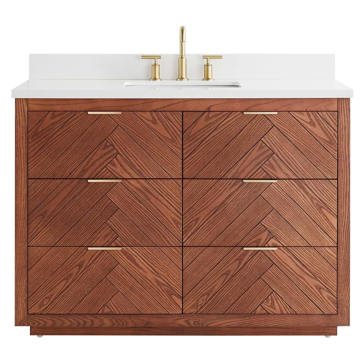 Soho Studio Marilyn Woodgrain 48" Single Vanity with Pure White Quartz Top Woodgrain