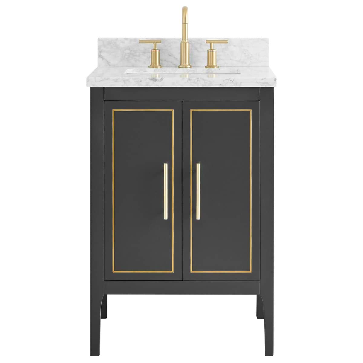 Soho Studio Province Charcoal and Gold 24" Single Vanity with Carrara Marble Top Charcoal and Gold