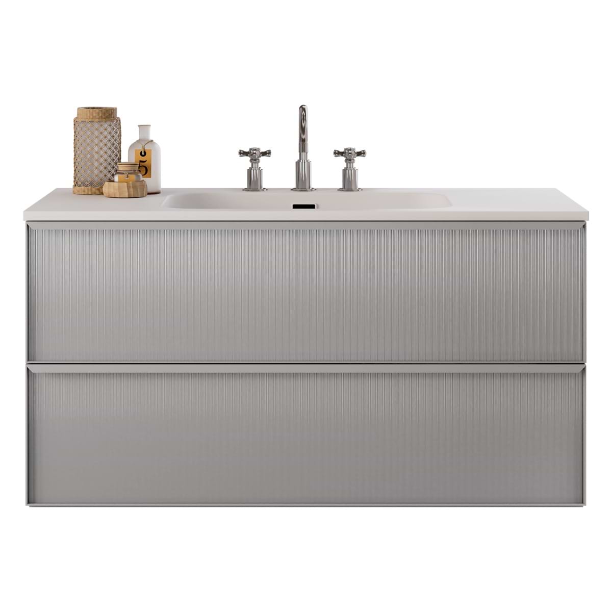 Soho Studio Astor Pearl 42" Single Vanity with Integrated White Solid SurfaceTop Pearl