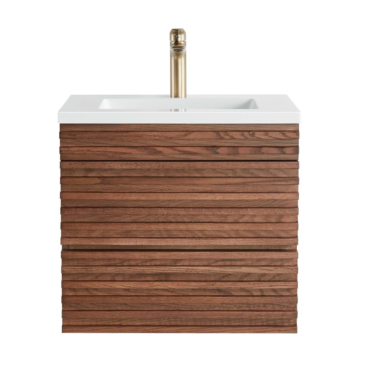 Soho Studio Gibson Dark Wood 24" Single Vanity with Integrated White Acrylic Top Dark Wood