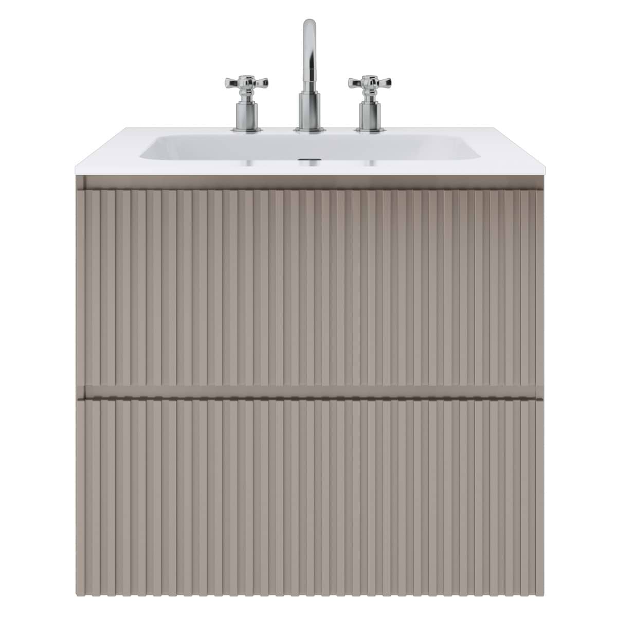 Soho Studio Linear Taupe 24" Single Vanity with Integrated White Solid Surface Top Taupe