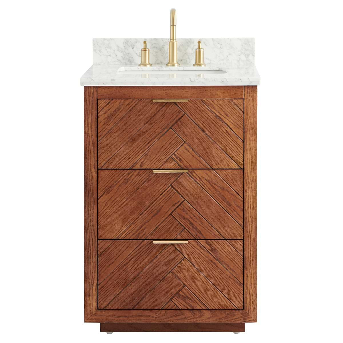 Soho Studio Marilyn Woodgrain 24" Single Vanity with Carrara Marble Top Woodgrain