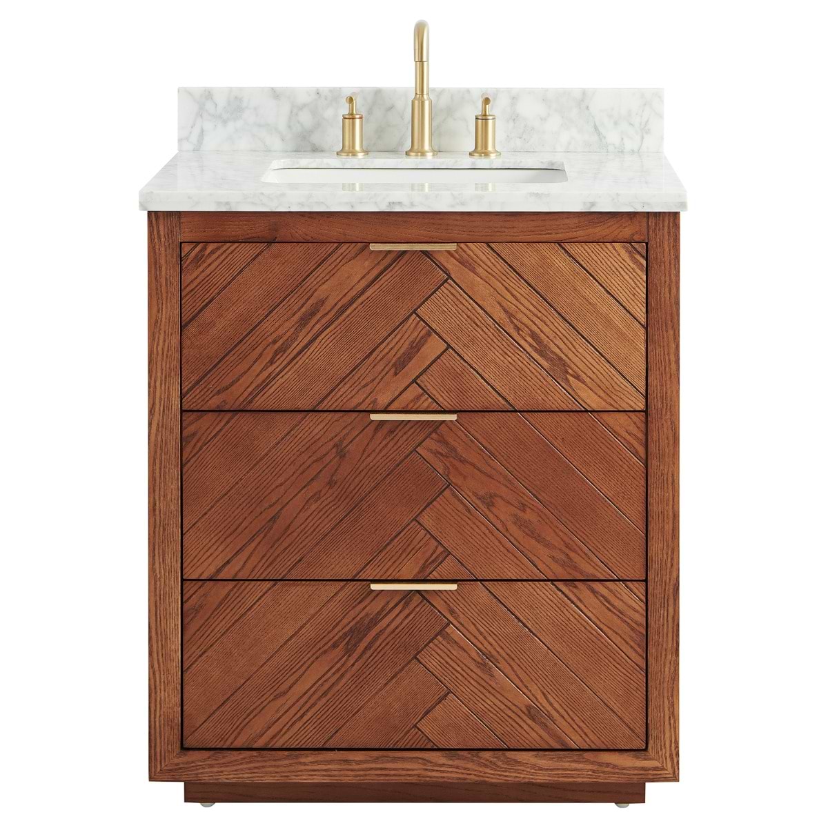 Soho Studio Marilyn Woodgrain 30" Single Vanity with Carrara Marble Top Woodgrain
