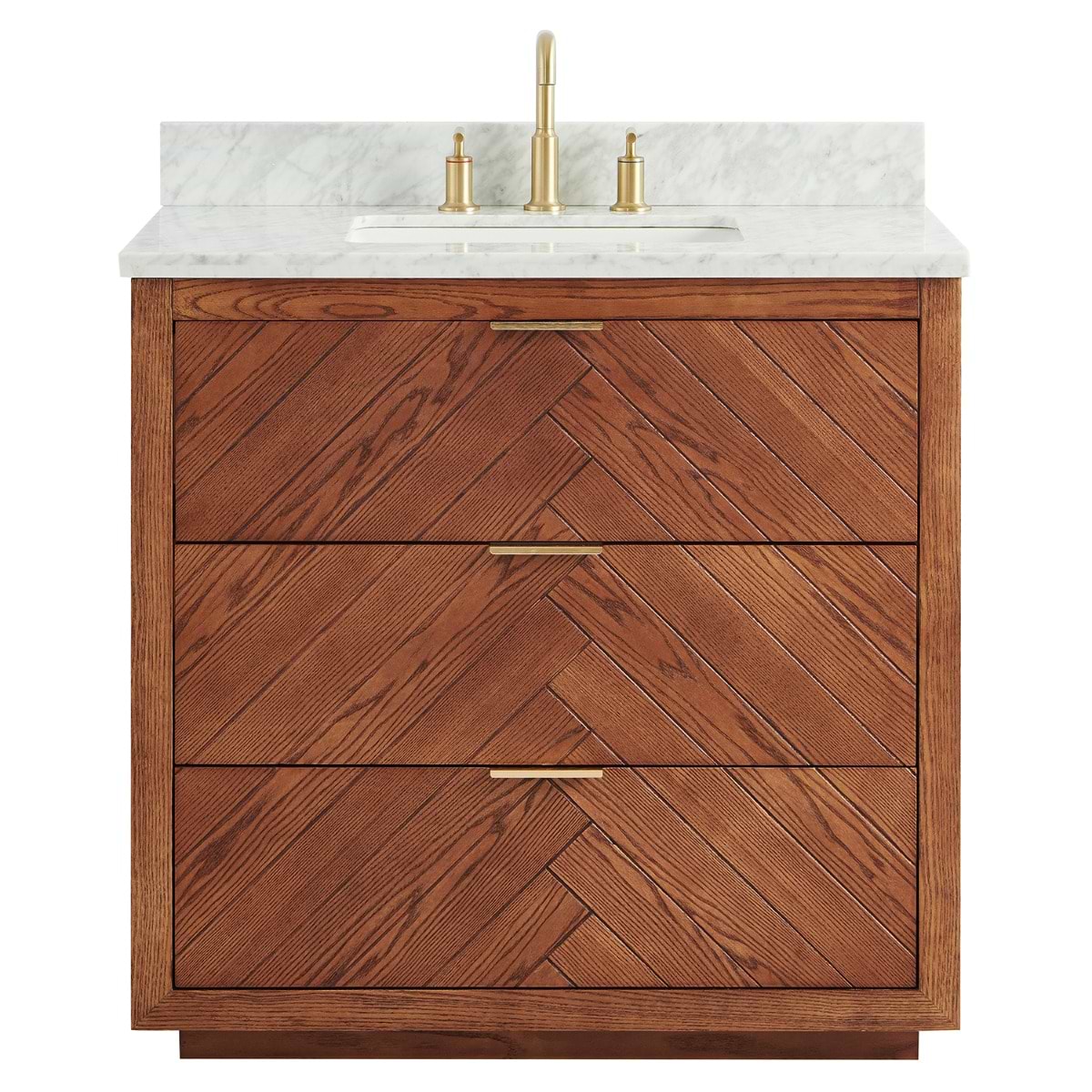 Soho Studio Marilyn Woodgrain 36" Single Vanity with Carrara Marble Top Woodgrain