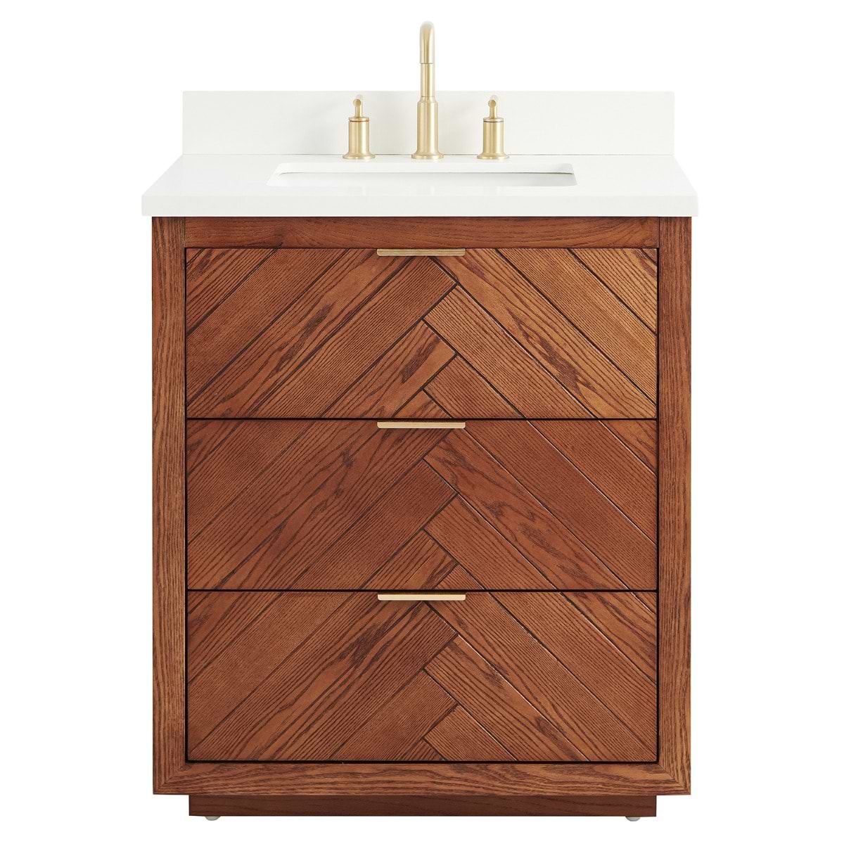 Soho Studio Marilyn Woodgrain 30" Single Vanity with Pure White Quartz Top Woodgrain
