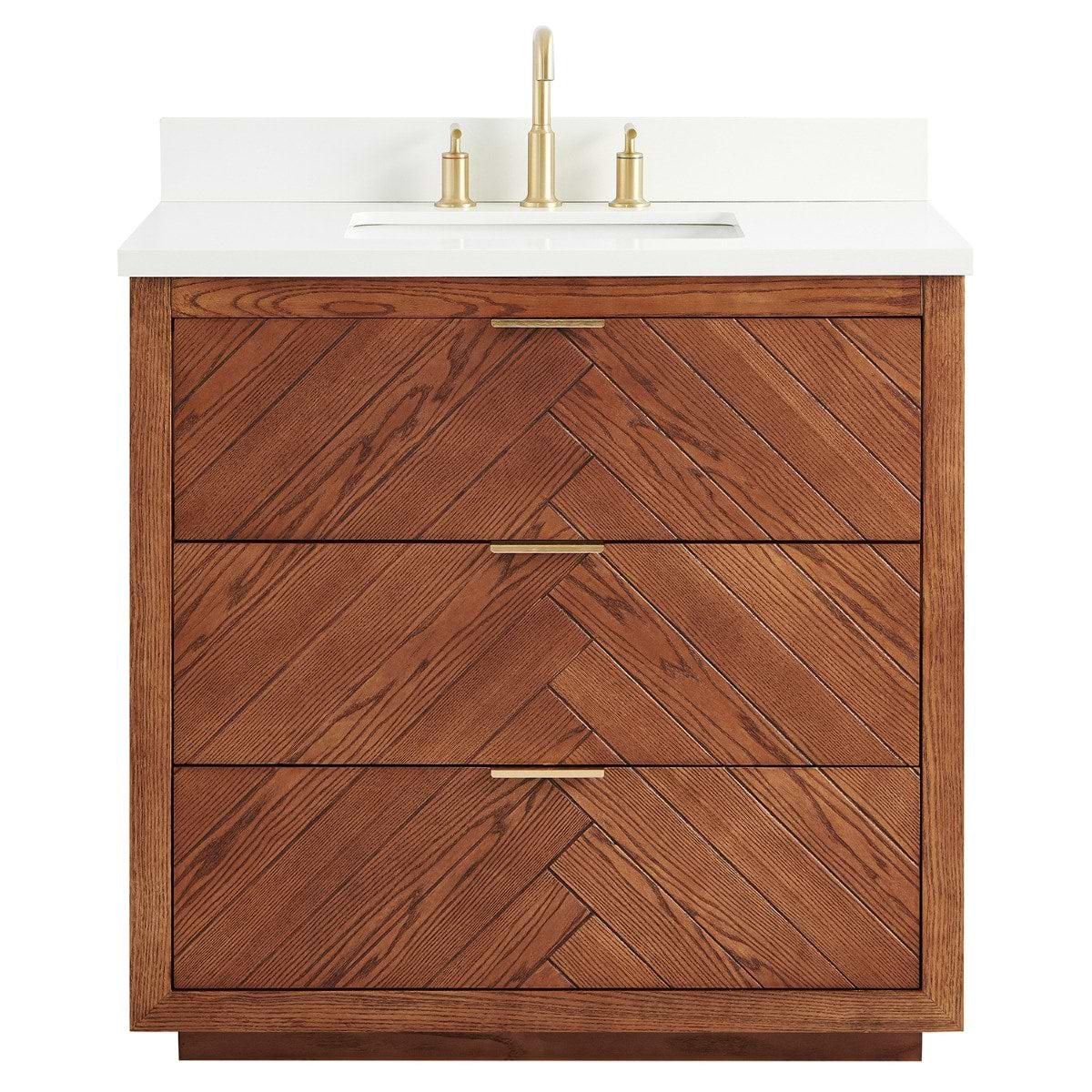 Soho Studio Marilyn Woodgrain 36" Single Vanity with Pure White Quartz Top Woodgrain