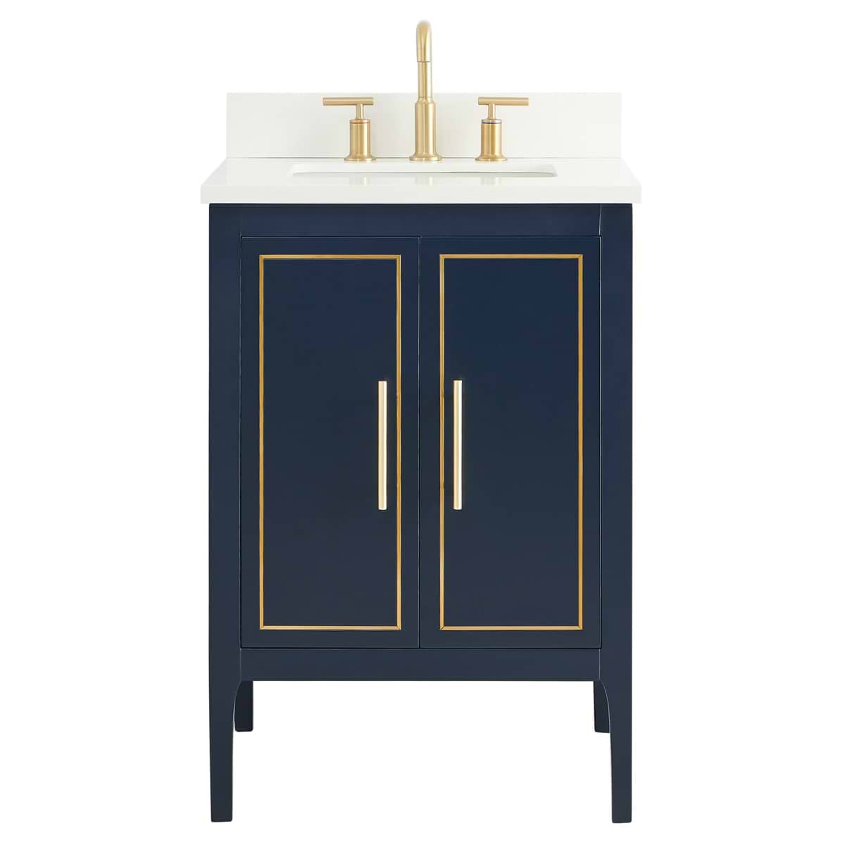 Soho Studio Province Navy and Gold 24" Single Vanity with Pure White Quartz Top Navy and Gold