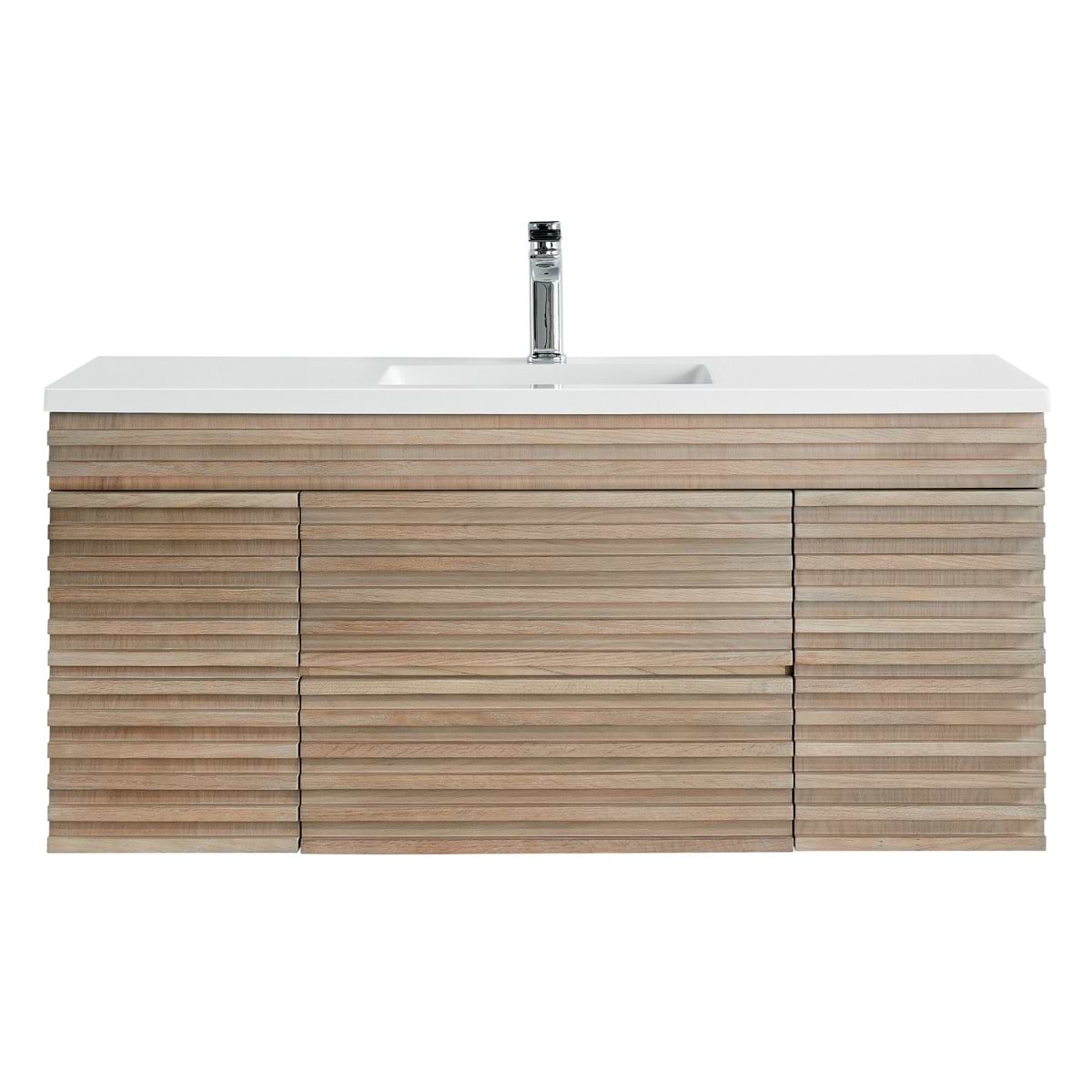 Soho Studio Gibson Light Wood 48" Single Vanity with Integrated White Acrylic To Light Wood