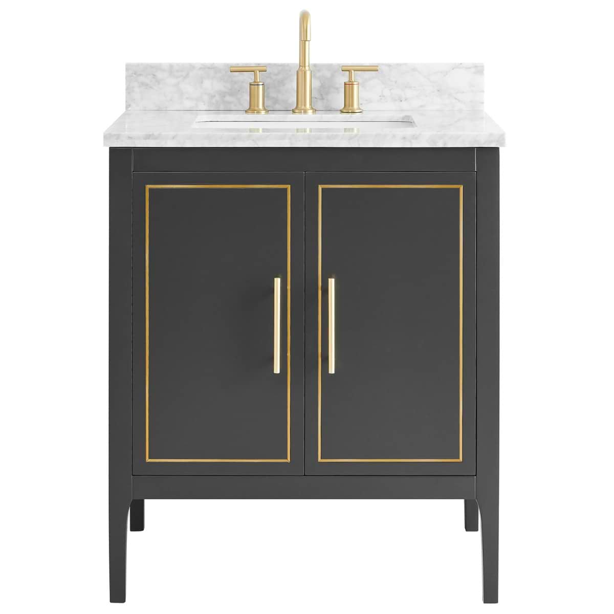 Soho Studio Province Charcoal and Gold 30" Single Vanity with Carrara Marble Top Charcoal and Gold