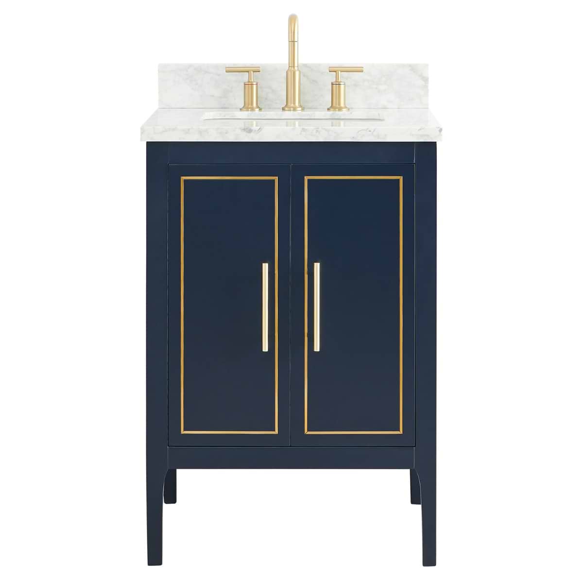 Soho Studio Province Navy and Gold 24" Single Vanity with Carrara Marble Top Navy and Gold