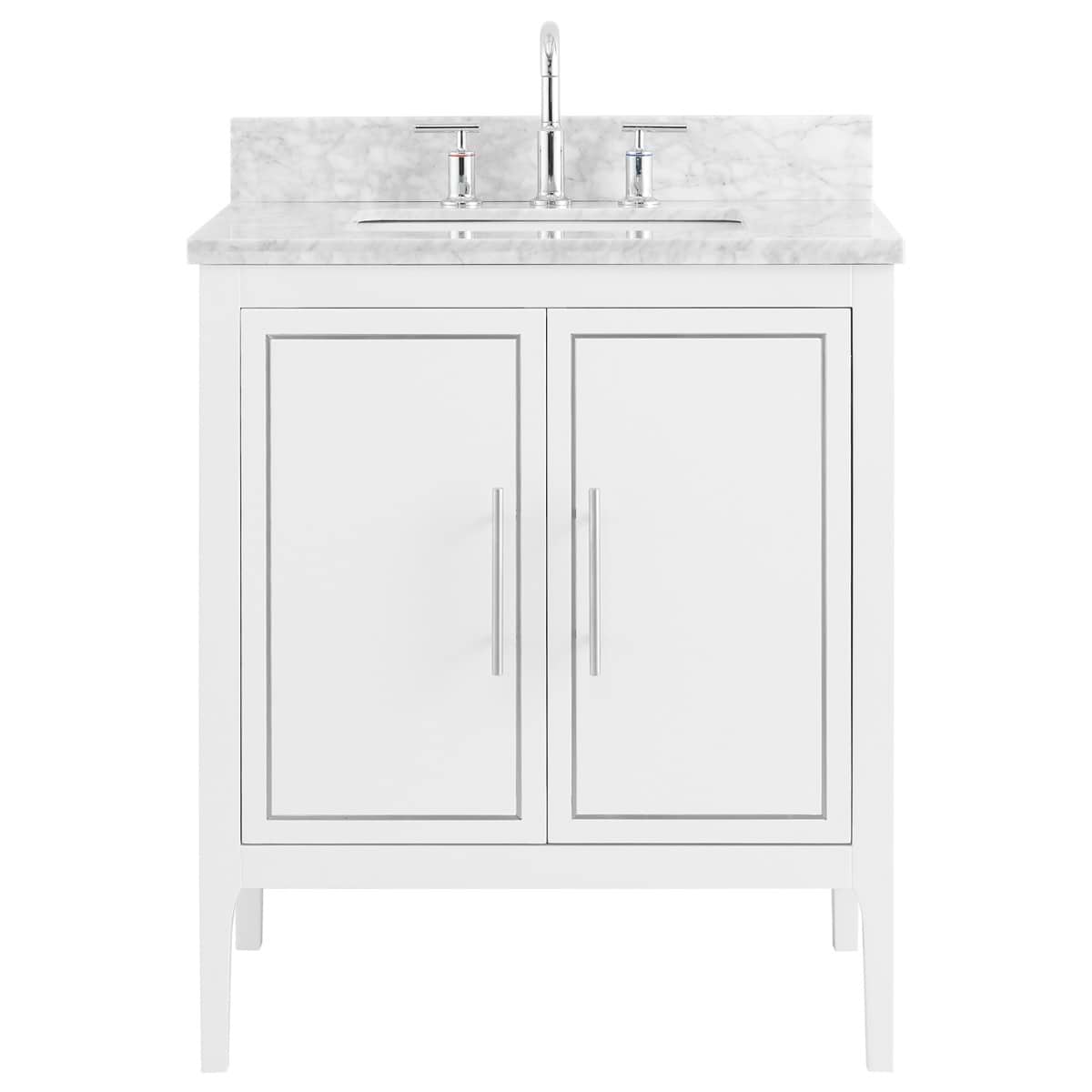 Soho Studio Province White and Silver 30" Single Vanity with Carrara Marble Top White and Silver