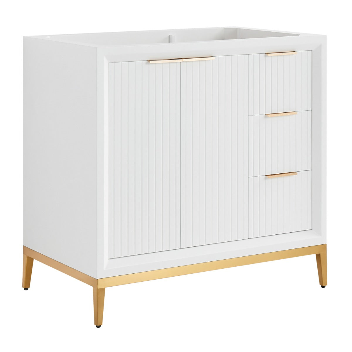 Soho Studio Bungalow White and Gold 36" Single Vanity without Top White and Gold