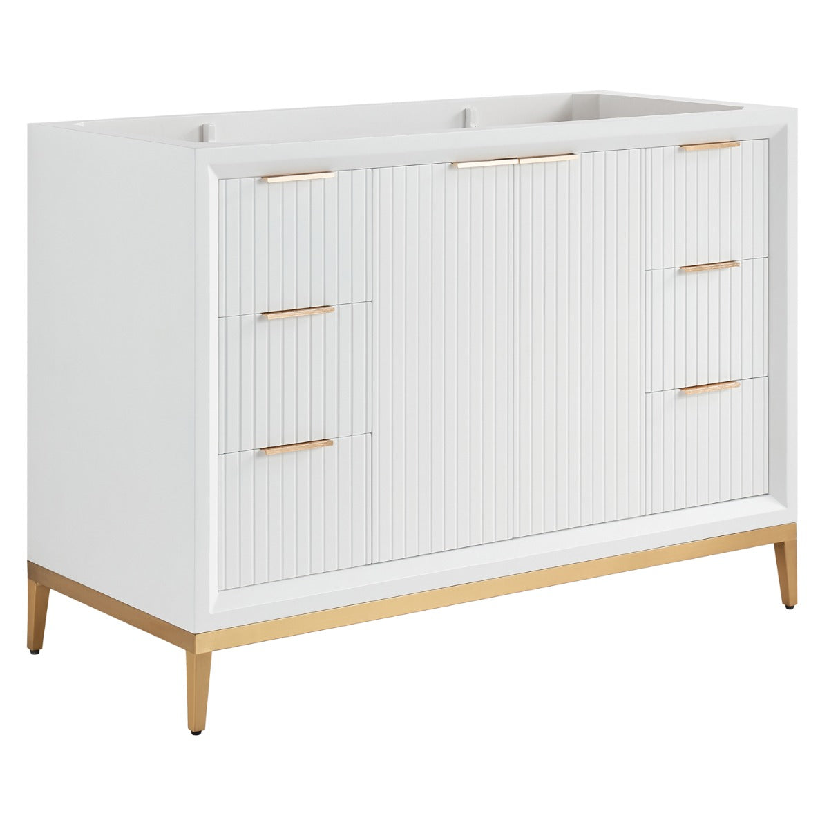Soho Studio Bungalow White and Gold 48" Single Vanity without Top White and Gold