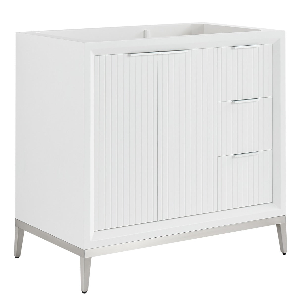 Soho Studio Bungalow White and Silver 36" Single Vanity without Top White and Silver