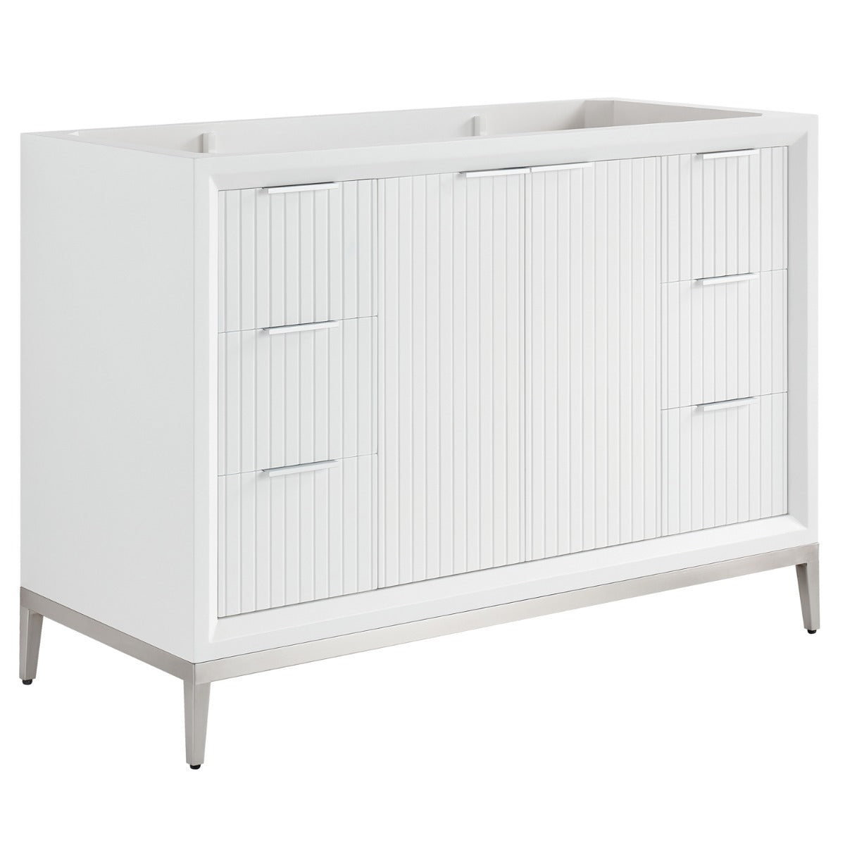 Soho Studio Bungalow White and Silver 48" Single Vanity without Top White and Silver