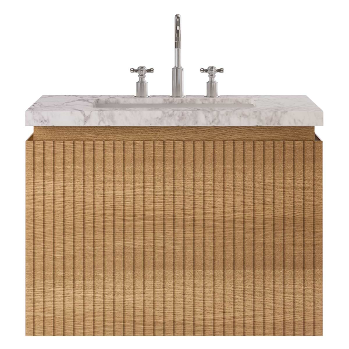 Soho Studio Melrose White Ash 30" Single Vanity with Carrara Marble Top White Ash