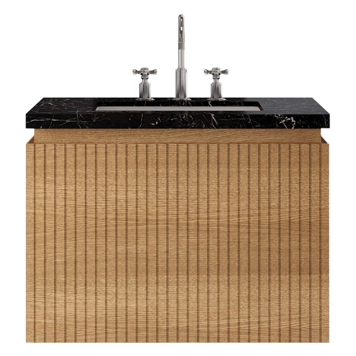 Soho Studio Melrose White Ash 30" Single Vanity with Nero Marquina Marble Top White Ash