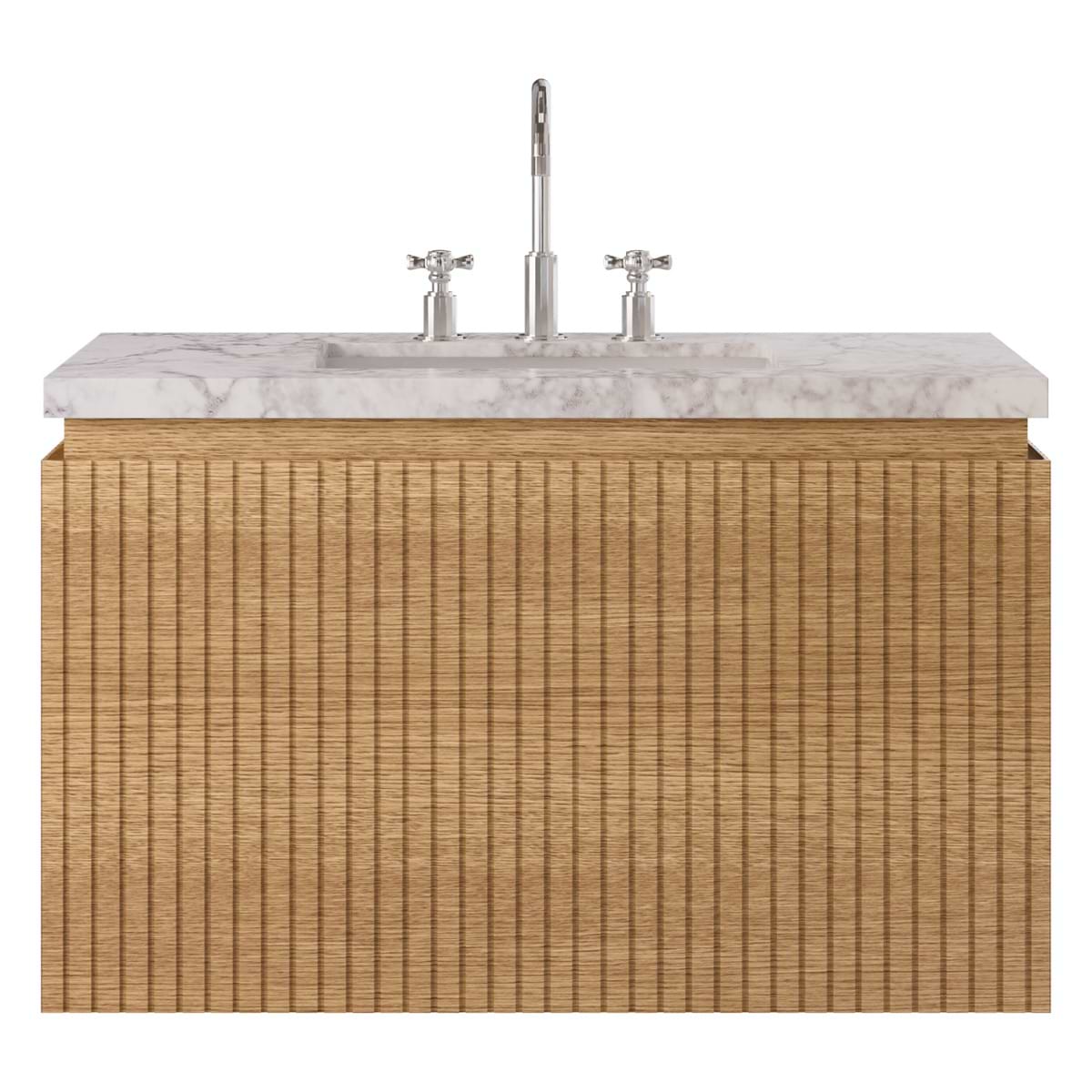 Soho Studio Melrose White Ash 36" Single Vanity with Carrara Marble Top White Ash