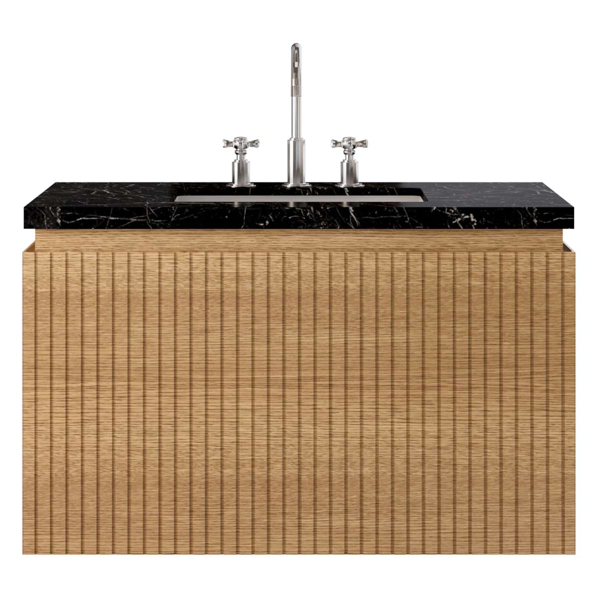 Soho Studio Melrose White Ash 36" Single Vanity with Nero Marquina Marble Top White Ash