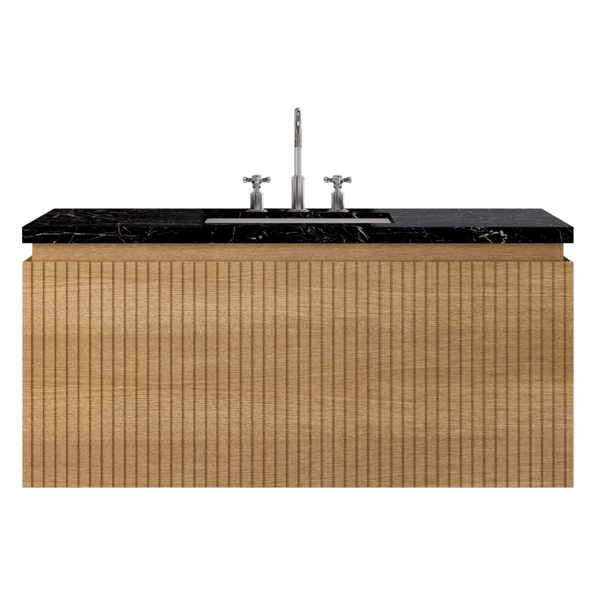 Soho Studio Melrose White Ash 48" Single Vanity with Nero Marquina Marble Top White Ash
