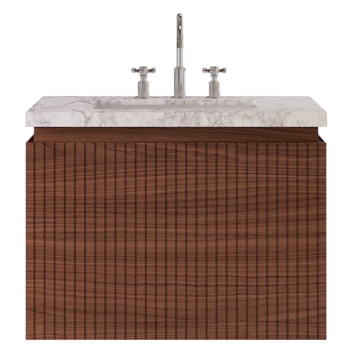 Soho Studio Melrose Walnut 30" Single Vanity with Carrara Marble Top Walnut