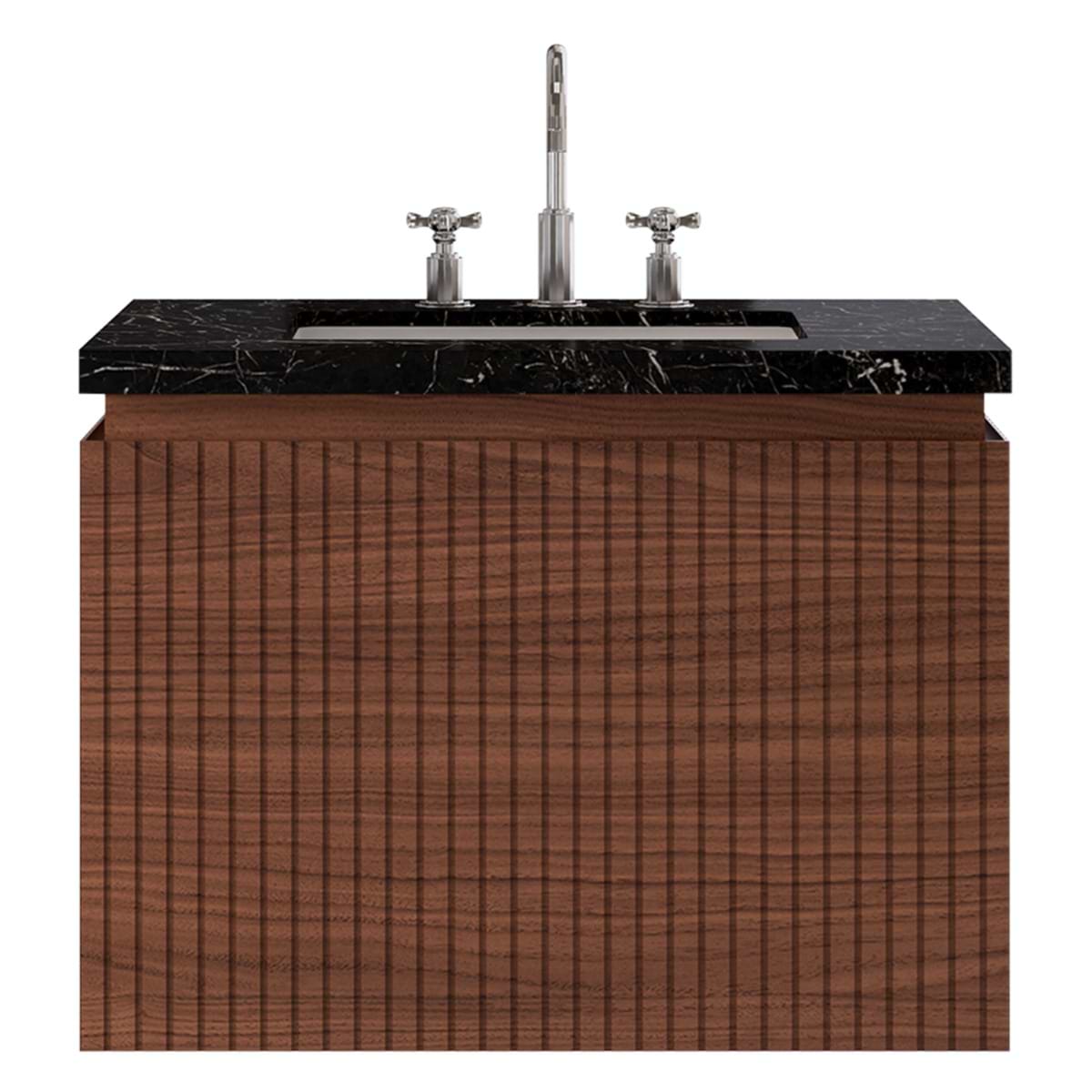 Soho Studio Melrose Walnut 30" Single Vanity with Nero Marquina Marble Top Walnut