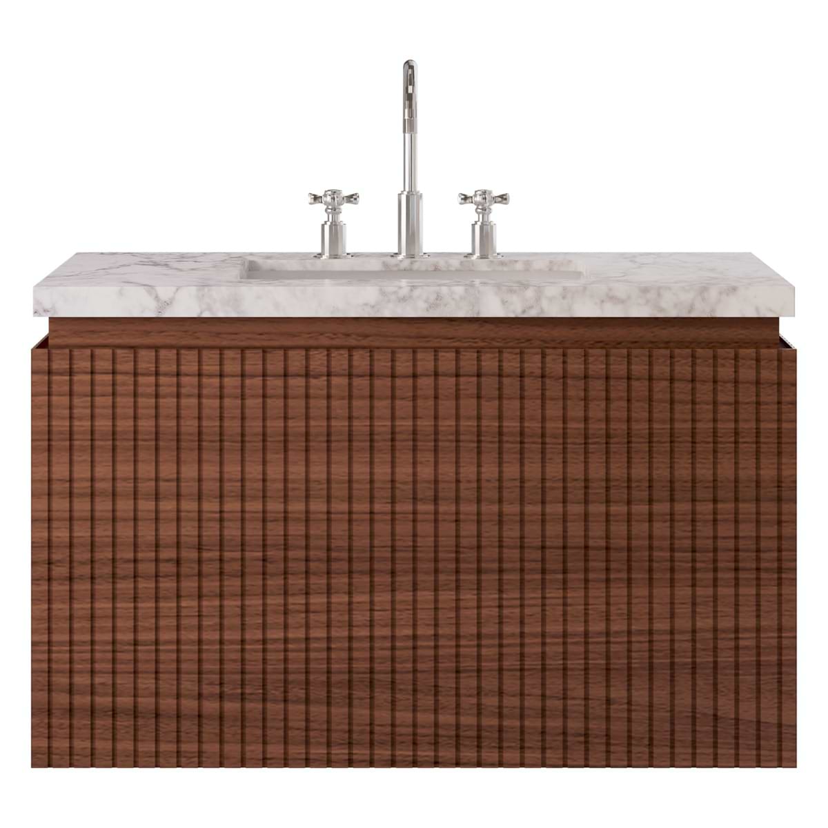 Soho Studio Melrose Walnut 36" Single Vanity with Carrara Marble Top Walnut