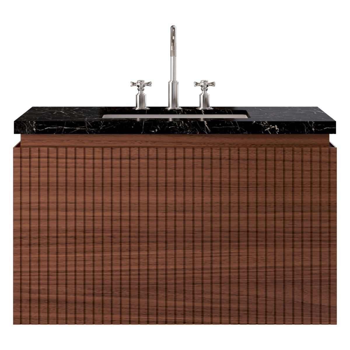 Soho Studio Melrose Walnut 36" Single Vanity with Nero Marquina Marble Top Walnut