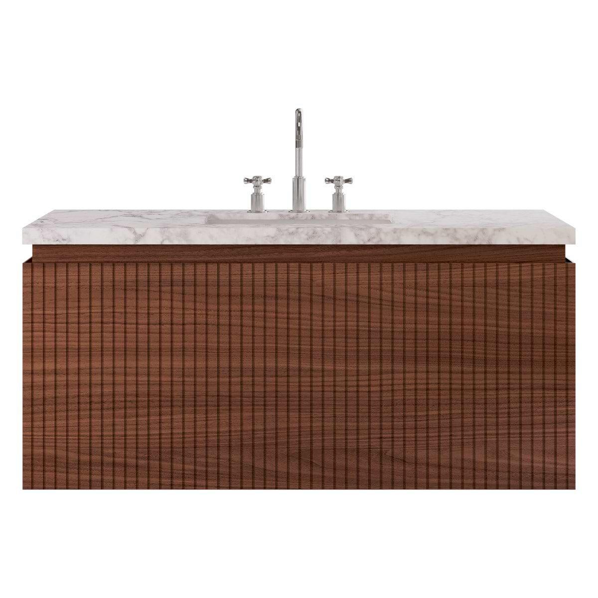 Soho Studio Melrose Walnut 48" Single Vanity with Carrara Marble Top Walnut